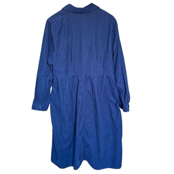 Coldwater Creek Plus Size 18 Blue Corduroy Button Front Shirt Midi Dress - Picture 3 of 6
